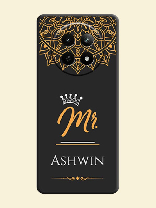 Mr Name with Floral Design on Personalised Space Black Soft Matte Cases - Realme Narzo N65 5G