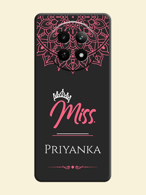 Mrs Name with Floral Design on Space Black Personalized Soft Matte Phone Covers - Realme Narzo N65 5G