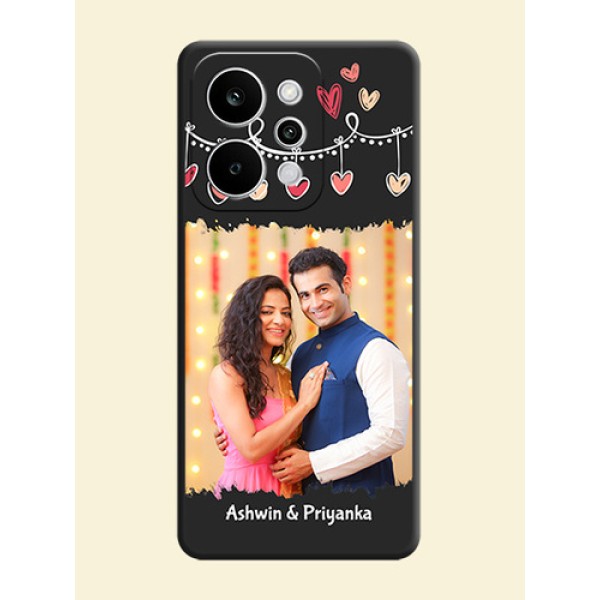 Pink Love Hangings with Name On Space Black Custom Soft Matte Mobile Back Cover - Realme Narzo Power 5G