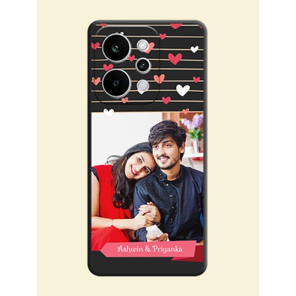 Love Pattern with Name on Pink Ribbon on Photo On Space Black Custom Soft Matte Mobile Back Cover - Realme Narzo Power 5G Love Pattern with Name on Pink Ribbon on Photo On Space Black Custom Soft Matte Mobile Back Cover - Realme Narzo Power 5G