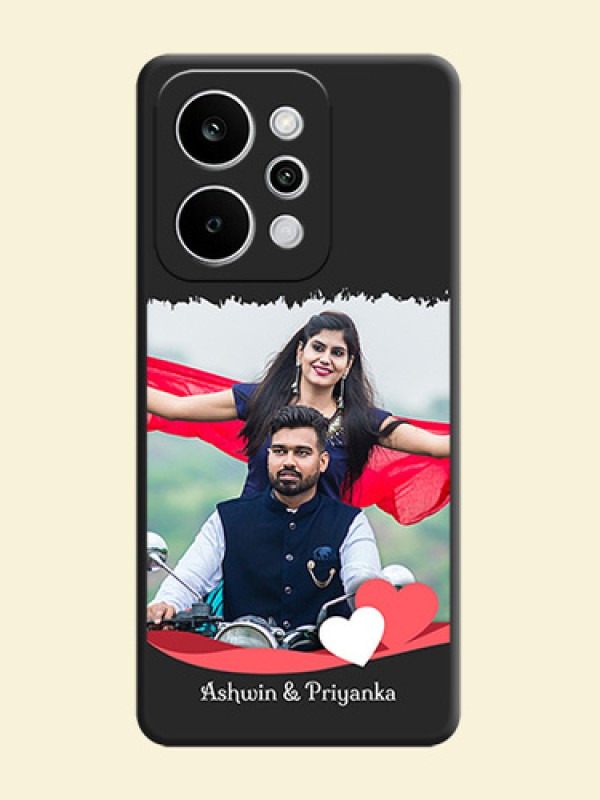 Pin Color Love Shaped Ribbon Design with Text On Space Black Custom Soft Matte Mobile Back Cover - Realme Narzo Power 5G