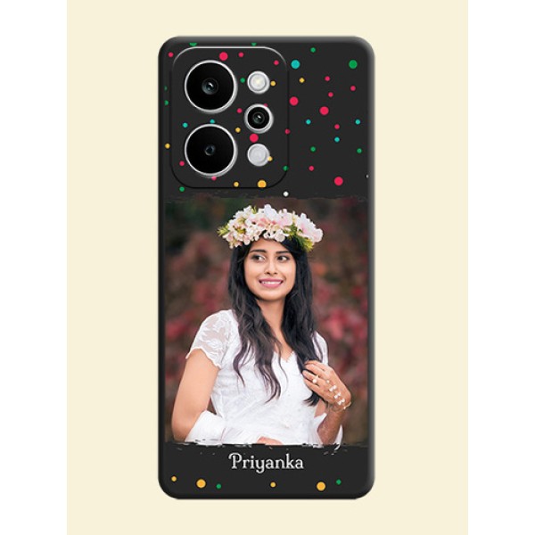 Multicolor Dotted Pattern with Text On Space Black Custom Soft Matte Mobile Back Cover - Realme Narzo Power 5G Multicolor Dotted Pattern with Text On Space Black Custom Soft Matte Mobile Back Cover - Realme Narzo Power 5G
