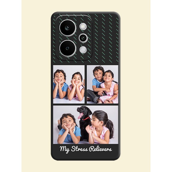 Cross Dotted Pattern with 2 Image Holder On Space Black Custom Soft Matte Mobile Back Cover - Realme Narzo Power 5G Cross Dotted Pattern with 2 Image Holder On Space Black Custom Soft Matte Mobile Back Cover - Realme Narzo Power 5G