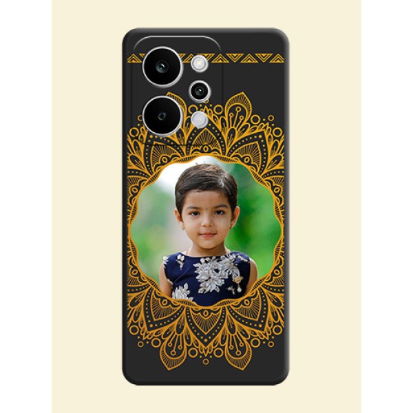Round Image with Floral Design On Space Black Custom Soft Matte Mobile Back Cover - Realme Narzo Power 5G Round Image with Floral Design On Space Black Custom Soft Matte Mobile Back Cover - Realme Narzo Power 5G