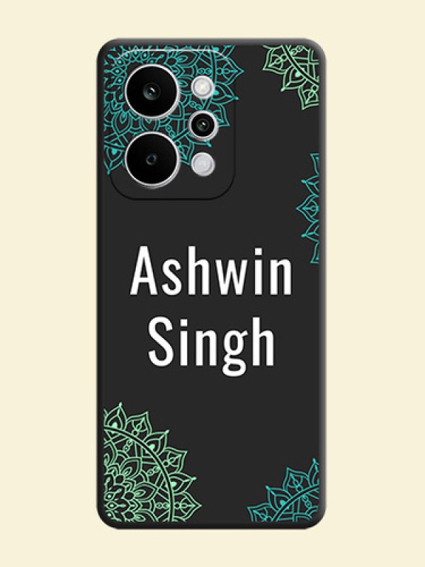 Your Name with Floral Design On Space Black Custom Soft Matte Mobile Back Cover - Realme Narzo Power 5G