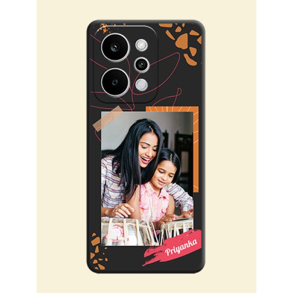 Orange Photo Frame On Space Black Custom Soft Matte Mobile Back Cover - Realme Narzo Power 5G Orange Photo Frame On Space Black Custom Soft Matte Mobile Back Cover - Realme Narzo Power 5G
