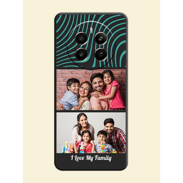 Wave Pattern with 2 Image Holder on Space Black Personalized Soft Matte Phone Covers - Realme P1 5G Wave Pattern with 2 Image Holder on Space Black Personalized Soft Matte Phone Covers - Realme P1 5G
