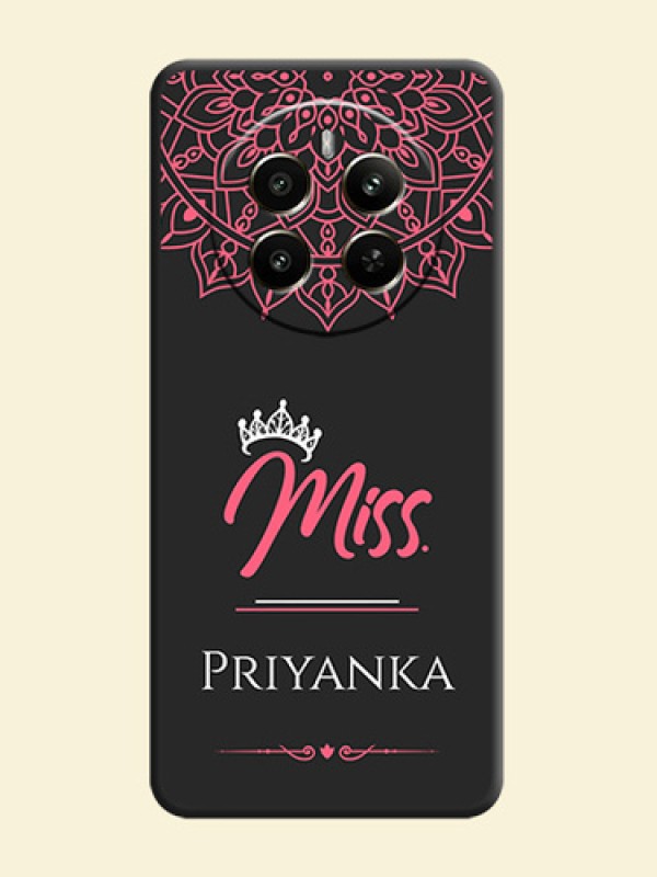 Mrs Name with Floral Design on Space Black Personalized Soft Matte Phone Covers - Realme P1 5G