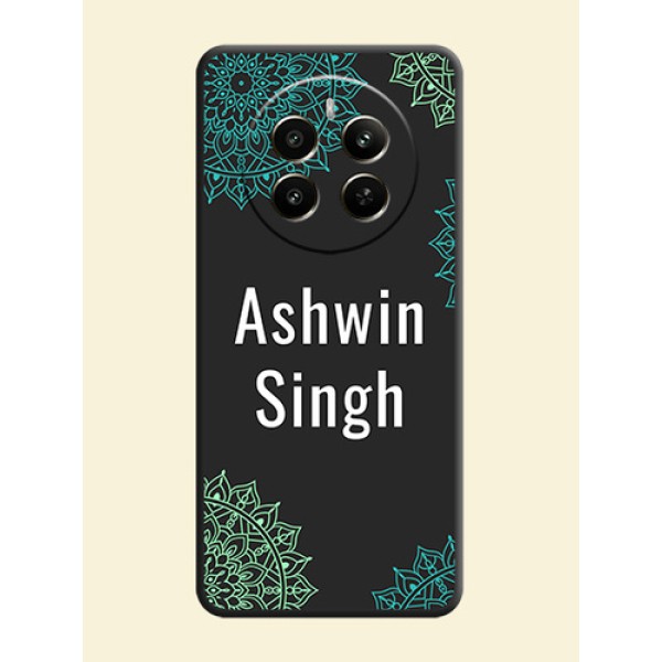 Your Name with Floral Design on Space Black Custom Soft Matte Back Cover - Realme P1 5G Your Name with Floral Design on Space Black Custom Soft Matte Back Cover - Realme P1 5G