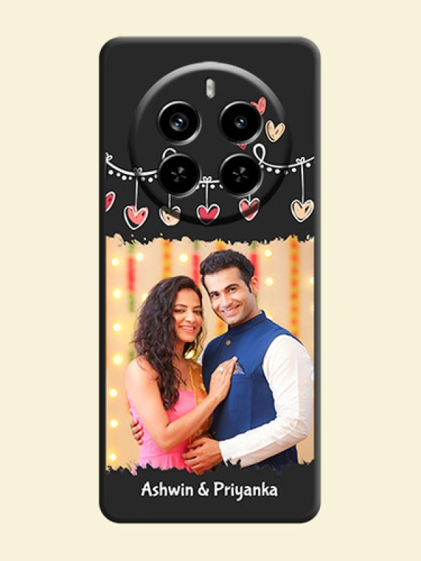 Pink Love Hangings with Name On Space Black Custom Soft Matte Mobile Back Cover - Realme P1 Pro 5G