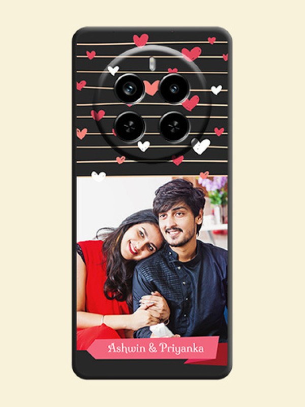 Love Pattern with Name on Pink Ribbon on Photo On Space Black Custom Soft Matte Mobile Back Cover - Realme P1 Pro 5G