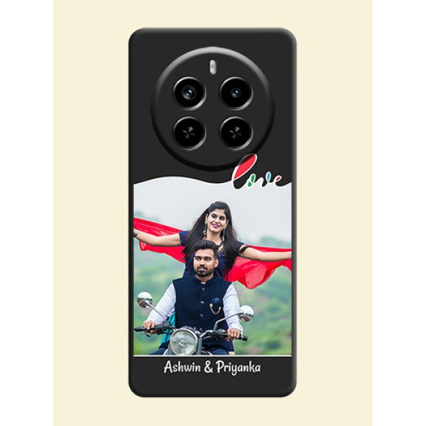 Fall in Love Pattern with Picture on Photo On Space Black Custom Soft Matte Mobile Back Cover - Realme P1 Pro 5G