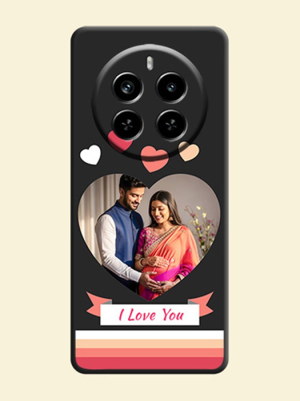Love Shaped Photo with Colorful Stripes On Space Black Custom Soft Matte Mobile Back Cover - Realme P1 Pro 5G
