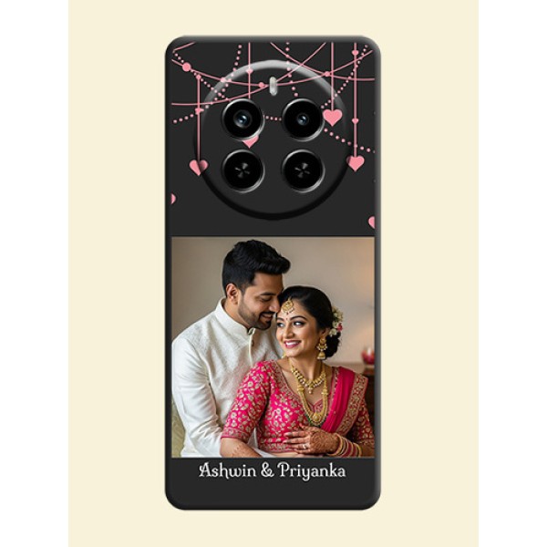 Pink Love Hangings with Text On Space Black Custom Soft Matte Mobile Back Cover - Realme P1 Pro 5G Pink Love Hangings with Text On Space Black Custom Soft Matte Mobile Back Cover - Realme P1 Pro 5G