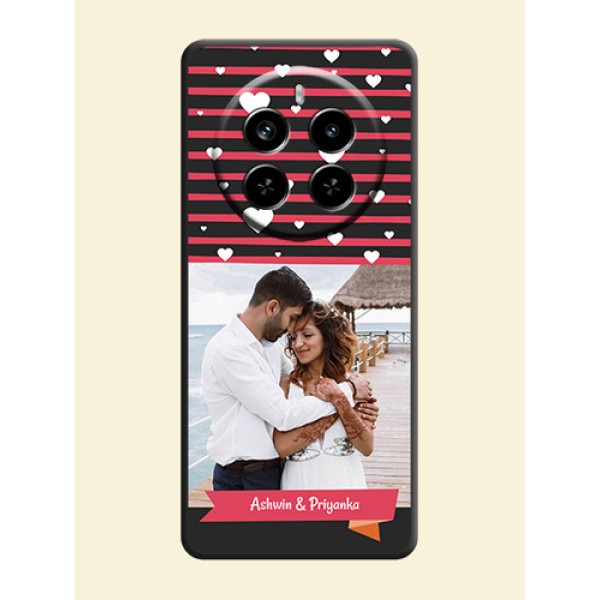 White Color Love Symbols with Pink Lines Pattern On Space Black Custom Soft Matte Mobile Back Cover - Realme P1 Pro 5G