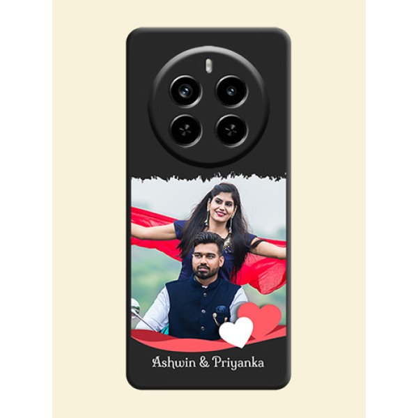 Pin Color Love Shaped Ribbon Design with Text On Space Black Custom Soft Matte Mobile Back Cover - Realme P1 Pro 5G