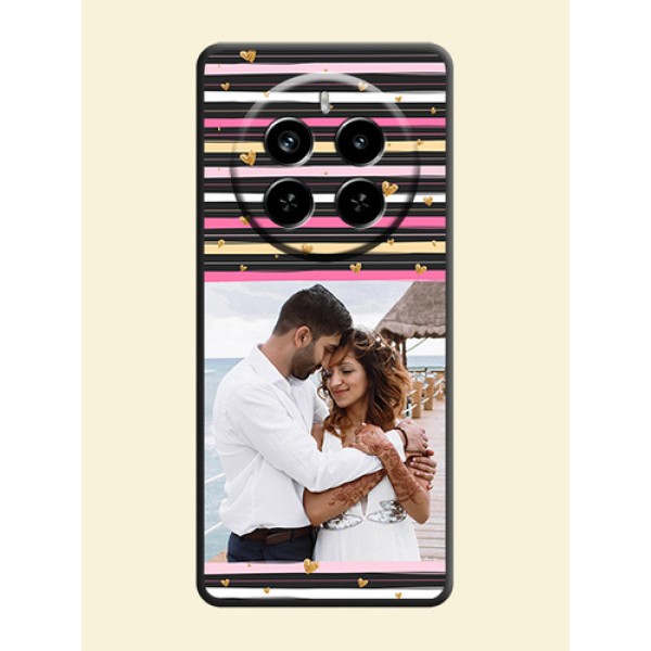 Multicolor Lines and Golden Love Symbols Design on Photo On Space Black Custom Soft Matte Mobile Back Cover - Realme P1 Pro 5G Multicolor Lines and Golden Love Symbols Design on Photo On Space Black Custom Soft Matte Mobile Back Cover - Realme P1 Pro 5G