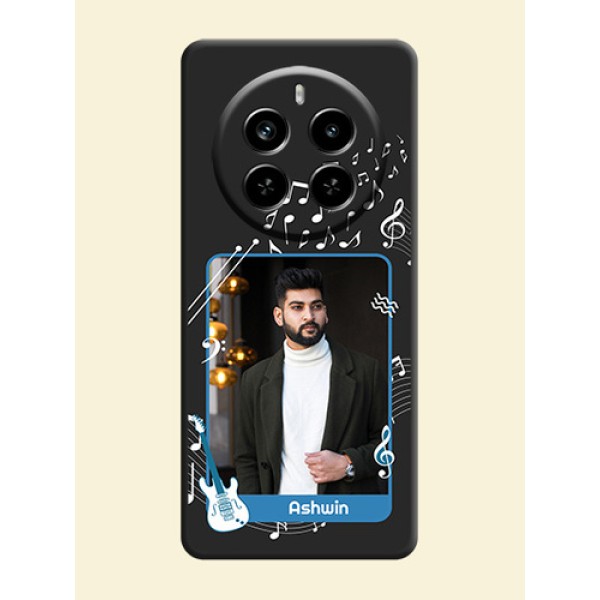 Musical Theme Design with Text on Photo On Space Black Custom Soft Matte Mobile Back Cover - Realme P1 Pro 5G Musical Theme Design with Text on Photo On Space Black Custom Soft Matte Mobile Back Cover - Realme P1 Pro 5G