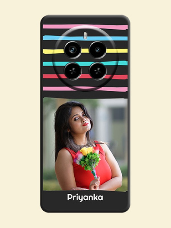 Multicolor Lines with Image On Space Black Custom Soft Matte Mobile Back Cover - Realme P1 Pro 5G