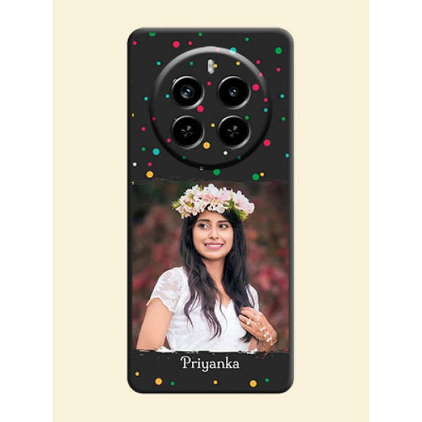 Multicolor Dotted Pattern with Text On Space Black Custom Soft Matte Mobile Back Cover - Realme P1 Pro 5G Multicolor Dotted Pattern with Text On Space Black Custom Soft Matte Mobile Back Cover - Realme P1 Pro 5G