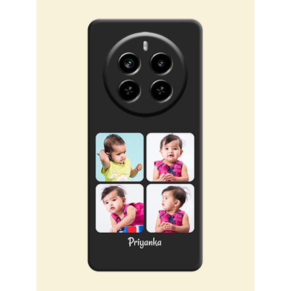 Floral Art with 6 Image Holder on Photo On Space Black Custom Soft Matte Mobile Back Cover - Realme P1 Pro 5G Floral Art with 6 Image Holder on Photo On Space Black Custom Soft Matte Mobile Back Cover - Realme P1 Pro 5G