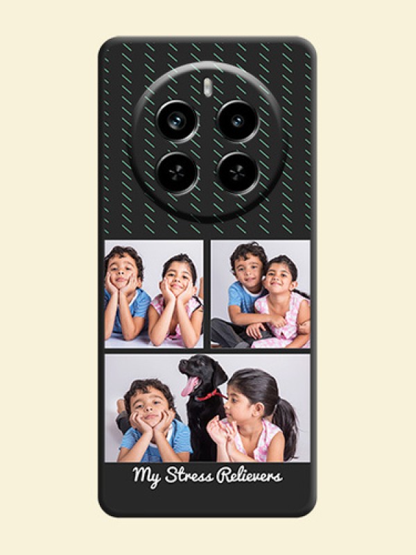 Cross Dotted Pattern with 2 Image Holder On Space Black Custom Soft Matte Mobile Back Cover - Realme P1 Pro 5G