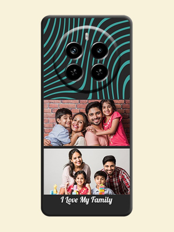 Wave Pattern with 2 Image Holder On Space Black Custom Soft Matte Mobile Back Cover - Realme P1 Pro 5G