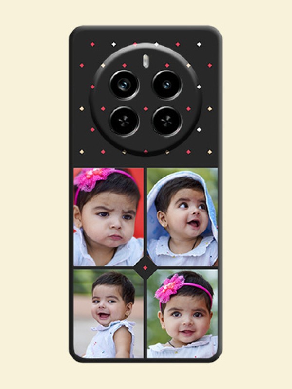 Multicolor Dotted Pattern with 4 Image Holder On Space Black Custom Soft Matte Mobile Back Cover - Realme P1 Pro 5G