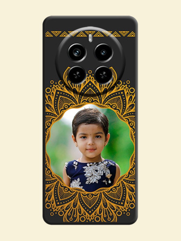 Round Image with Floral Design On Space Black Custom Soft Matte Mobile Back Cover - Realme P1 Pro 5G