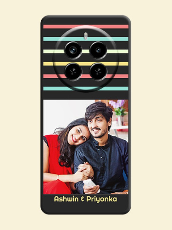 Color Stripes with Photo and Text on Photo On Space Black Custom Soft Matte Mobile Back Cover - Realme P1 Pro 5G