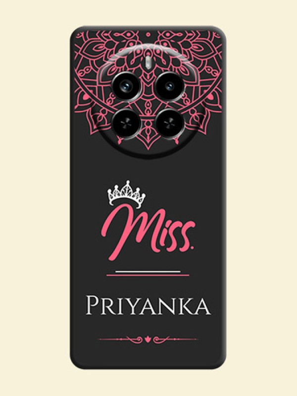 Mrs Name with Floral Design On Space Black Custom Soft Matte Mobile Back Cover - Realme P1 Pro 5G