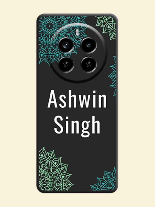 Your Name with Floral Design On Space Black Custom Soft Matte Mobile Back Cover - Realme P1 Pro 5G