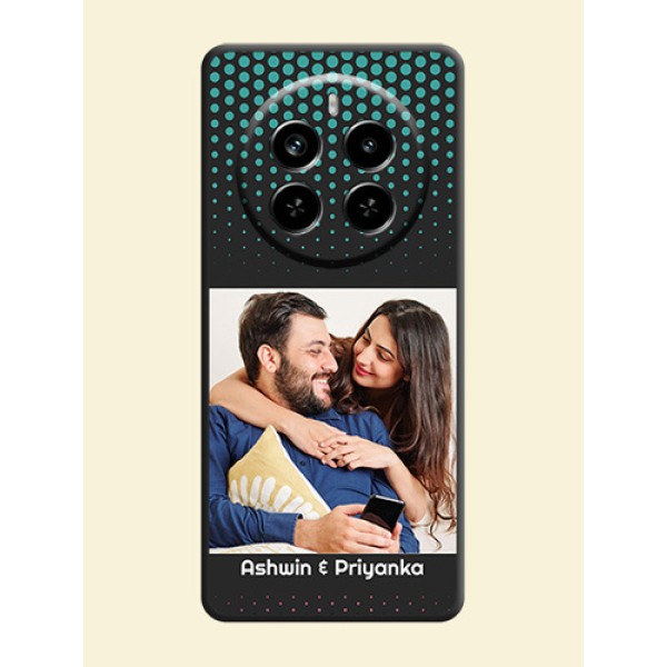 Faded Dots with Grunge Photo Frame and Text On Space Black Custom Soft Matte Mobile Back Cover - Realme P1 Pro 5G Faded Dots with Grunge Photo Frame and Text On Space Black Custom Soft Matte Mobile Back Cover - Realme P1 Pro 5G
