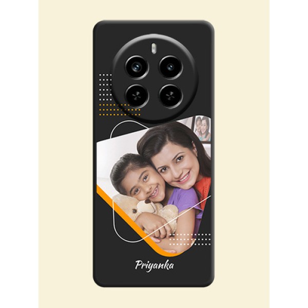 Yellow Triangle on Photo On Space Black Custom Soft Matte Mobile Back Cover - Realme P1 Pro 5G