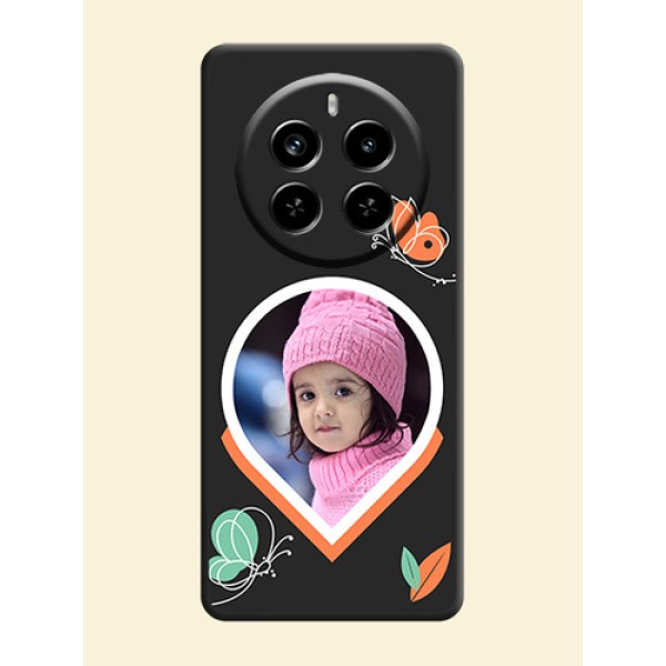 Upload Pic With Simple Butterly Design On Space Black Custom Soft Matte Mobile Back Cover - Realme P1 Pro 5G