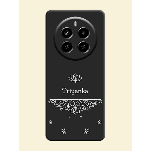 Lotus Garden Custom Text On Space Black Custom Soft Matte Mobile Back Cover - Realme P1 Pro 5G Lotus Garden Custom Text On Space Black Custom Soft Matte Mobile Back Cover - Realme P1 Pro 5G