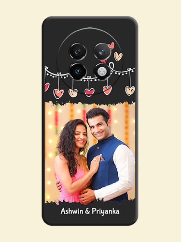 Pink Love Hangings with Name On Space Black Custom Soft Matte Mobile Back Cover - Realme P1 Speed 5G