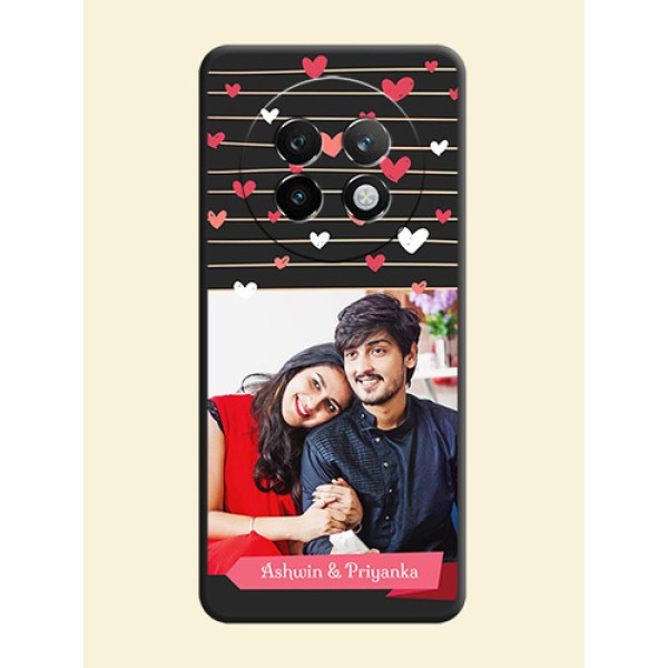 Love Pattern with Name on Pink Ribbon on Photo On Space Black Custom Soft Matte Mobile Back Cover - Realme P1 Speed 5G Love Pattern with Name on Pink Ribbon on Photo On Space Black Custom Soft Matte Mobile Back Cover - Realme P1 Speed 5G