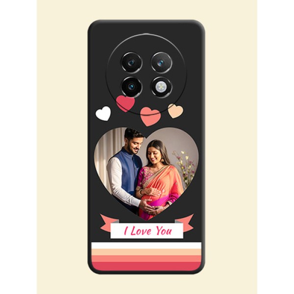 Love Shaped Photo with Colorful Stripes On Space Black Custom Soft Matte Mobile Back Cover - Realme P1 Speed 5G Love Shaped Photo with Colorful Stripes On Space Black Custom Soft Matte Mobile Back Cover - Realme P1 Speed 5G