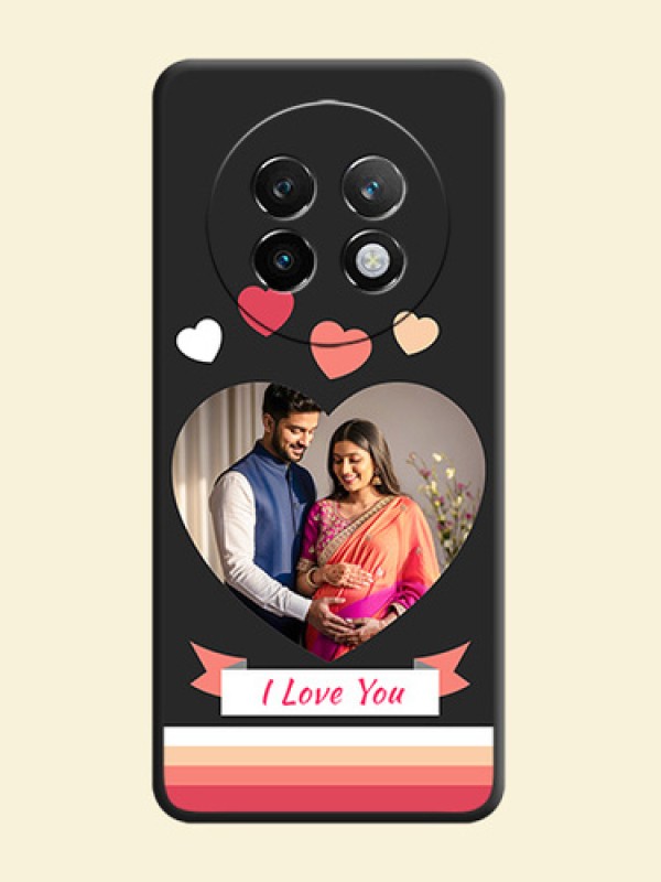 Love Shaped Photo with Colorful Stripes On Space Black Custom Soft Matte Mobile Back Cover - Realme P1 Speed 5G