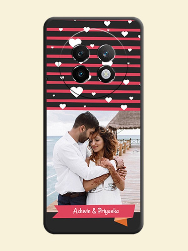 White Color Love Symbols with Pink Lines Pattern On Space Black Custom Soft Matte Mobile Back Cover - Realme P1 Speed 5G