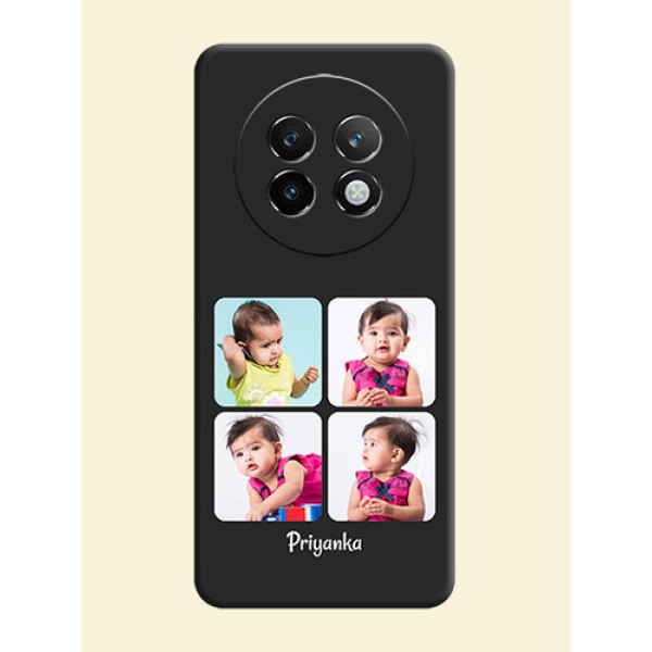 Floral Art with 6 Image Holder on Photo On Space Black Custom Soft Matte Mobile Back Cover - Realme P1 Speed 5G Floral Art with 6 Image Holder on Photo On Space Black Custom Soft Matte Mobile Back Cover - Realme P1 Speed 5G