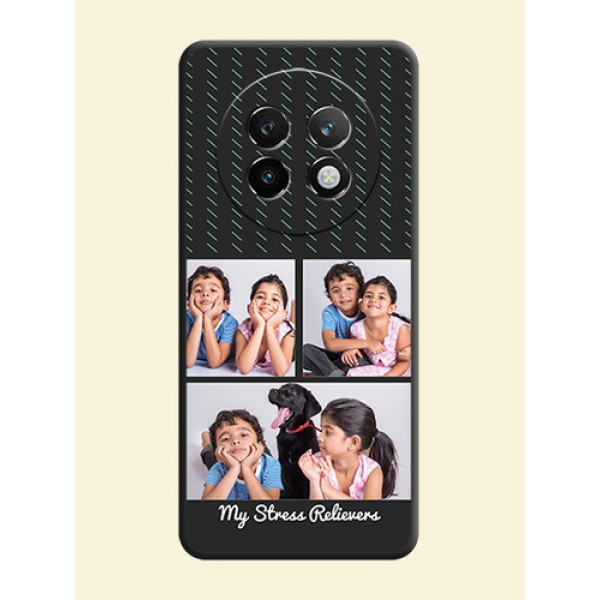 Cross Dotted Pattern with 2 Image Holder On Space Black Custom Soft Matte Mobile Back Cover - Realme P1 Speed 5G Cross Dotted Pattern with 2 Image Holder On Space Black Custom Soft Matte Mobile Back Cover - Realme P1 Speed 5G