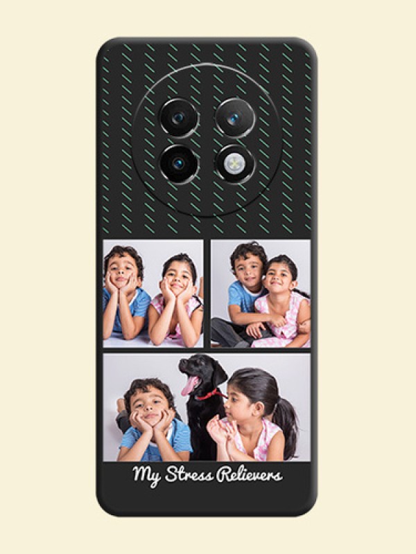Cross Dotted Pattern with 2 Image Holder On Space Black Custom Soft Matte Mobile Back Cover - Realme P1 Speed 5G