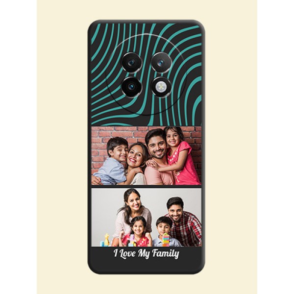 Wave Pattern with 2 Image Holder On Space Black Custom Soft Matte Mobile Back Cover - Realme P1 Speed 5G Wave Pattern with 2 Image Holder On Space Black Custom Soft Matte Mobile Back Cover - Realme P1 Speed 5G