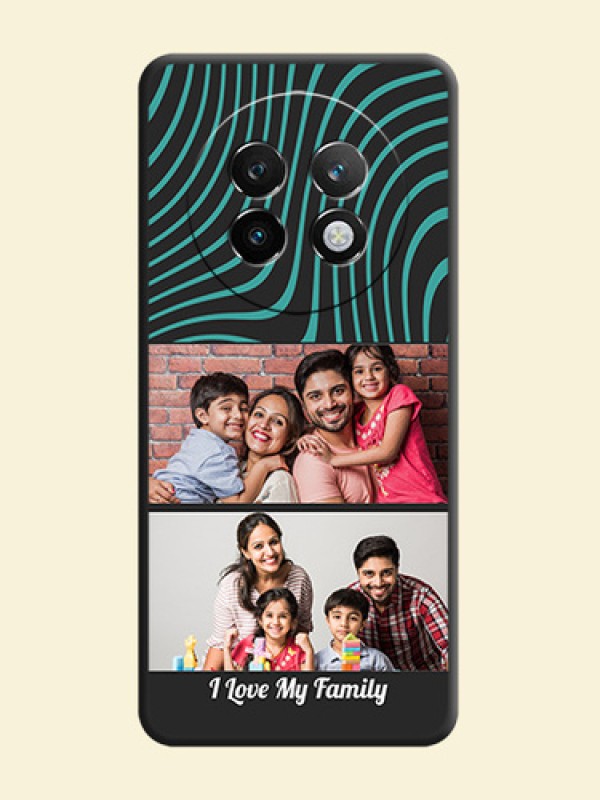 Wave Pattern with 2 Image Holder On Space Black Custom Soft Matte Mobile Back Cover - Realme P1 Speed 5G