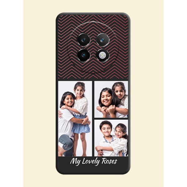Wave Pattern with 3 Image Holder On Space Black Custom Soft Matte Mobile Back Cover - Realme P1 Speed 5G