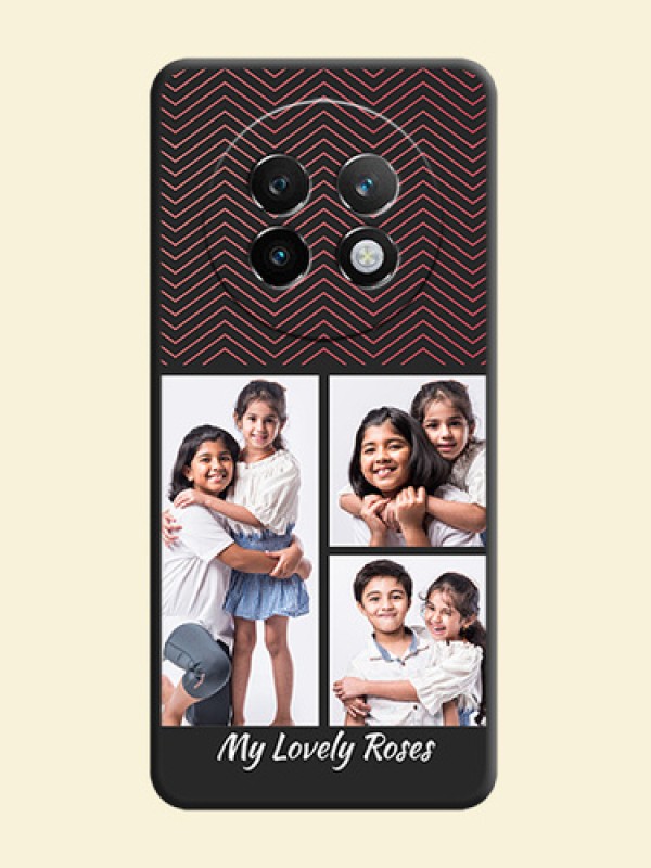 Wave Pattern with 3 Image Holder On Space Black Custom Soft Matte Mobile Back Cover - Realme P1 Speed 5G