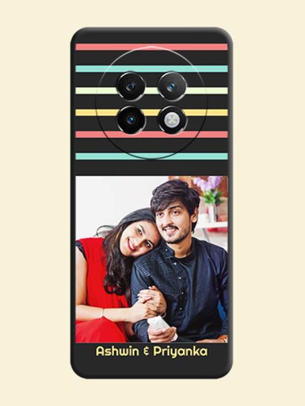 Color Stripes with Photo and Text on Photo On Space Black Custom Soft Matte Mobile Back Cover - Realme P1 Speed 5G