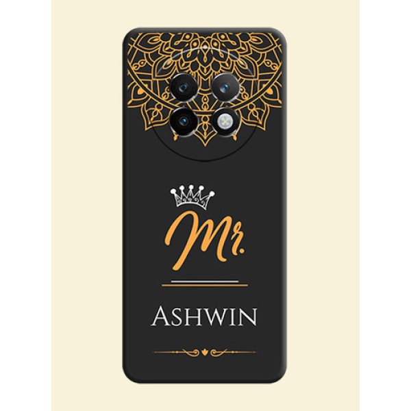 Mr Name with Floral Design On Space Black Custom Soft Matte Mobile Back Cover - Realme P1 Speed 5G Mr Name with Floral Design On Space Black Custom Soft Matte Mobile Back Cover - Realme P1 Speed 5G